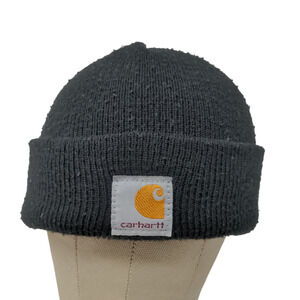 Carhartt Boys Knit Beanie Hat Black OSFM Youth Patch Logo Acrylic